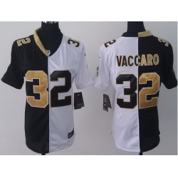 Women Nike New Orleans Saints 32 Kenny Vaccaro Black White Split NFL Jerseys