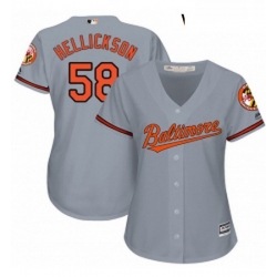 Womens Majestic Baltimore Orioles 58 Jeremy Hellickson Replica Grey Road Cool Base MLB Jersey 