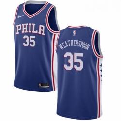 Womens Nike Philadelphia 76ers 35 Clarence Weatherspoon Swingman Blue Road NBA Jersey Icon Edition 