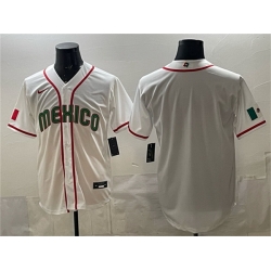 Men Mexico Baseball Blank White 2026 World Baseball Classic Home Stadium Stitched Jersey