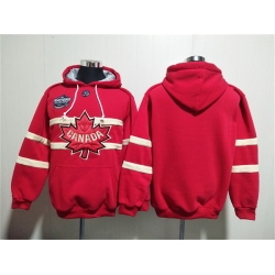 Men Team Canada Blank Red Ageless Must Have Lace Up Pullover Hoodie