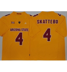 Men Arizona Sun Devils Yellow #4 Cam SKATTEBO White Stitched F U S E NCAA Jersey