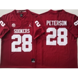 Men Oklahoma Sooners Red #28 Adrian Peterson Stitched NCAA Jersey