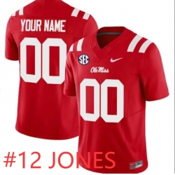 Men Ole Miss Andrew Jones #12 Stitched red jersey