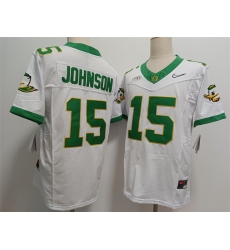 Men Oregon Ducks 15 Tez Johnson White 2024 F U S E  Stitched Jersey