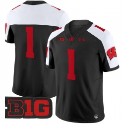 Men Youth Wisconsin Badgers 1 Team Black Alternate 2024 Vapor Limited Jersey All Stitched