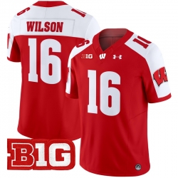 Men Youth Wisconsin Badgers 16 Russell Wilson Red Alternate 2024 Vapor Limited Jersey All Stitched
