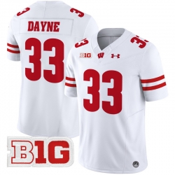 Men Youth Wisconsin Badgers 33 Ron Dayne White 2024 Vapor Limited Jersey All Stitched