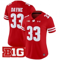 Women Wisconsin Badgers 33 Ron Dayne Red 2024 Vapor Limited Jersey All Stitched