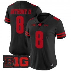Women Wisconsin Badgers 8 Vinny Anthony II Black 2024 Vapor Limited Jersey All Stitched