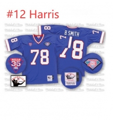 Mitchell And Ness Buffalo Bills Harris #12 Royal Blue 35th Anniversary Patch Authentic Throwback NFL Jersey Mitchell And Ness Buffalo Bills Harris #12 Royal Blue 35th Anniversary Patch Authentic Throwback NFL Jersey