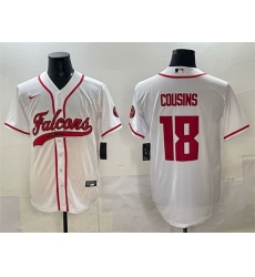 Men Atlanta Falcons 18 Kirk Cousins White With Patch Cool Base Stitched Baseball Jersey