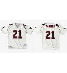 Men Atlanta Falcons 21 Deion Sanders White 1992 Throwback Stitched Football Jersey