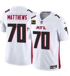 Men Atlanta Falcons 70 Jake Matthews White 2025 F U S E With 4 Star C Patch Vapor Untouchable Limited Stitched Football Jersey