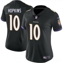 Women Baltimore Ravens 10 DeAndre Hopkins Black Vapor Football Jersey