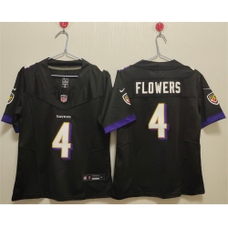 Women Baltimore Ravens 4 Zay Flowers Black Vapor Football Jersey 