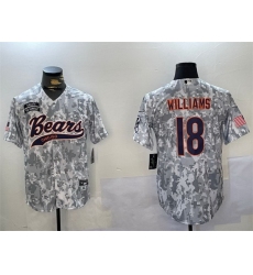 Men Chicago Bears 18 Caleb Williams 2024 Arctic Camo Salute To Service Stitched Baseball Jersey