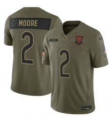 Men Chicago Bears 2 D J  Moore Olive 2025 F U S E  Salute to Service Limited Stitched Football Jersey
