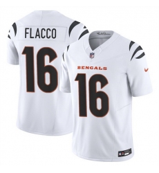 Men Cincinnati Bengals 16 Joe Flacco White 2025 F U S E  Vapor Untouchable Limited Stitched Football Jersey Men Cincinnati Bengals 16 Joe Flacco White 2025 F U S E  Vapor Untouchable Limited Stitched Football Jersey