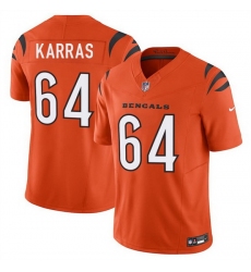 Men Cincinnati Bengals 64 Ted Karras Orange 2025 F U S E  Vapor Untouchable Limited Stitched Football Jersey Men Cincinnati Bengals 64 Ted Karras Orange 2025 F U S E  Vapor Untouchable Limited Stitched Football Jersey