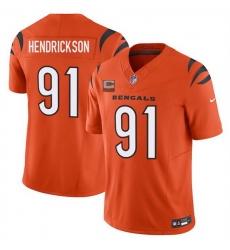 Men Cincinnati Bengals 91 Trey Hendrickson Orange 2025 F U S E  With 1 Star C Patch Vapor Untouchable Limited Stitched Football Jersey