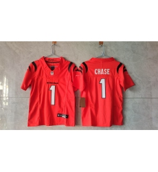 Women Cincinnati Bengals 1 Ja Marr Chase Orange F U S E  Stitched Vapor Football Jersey 
