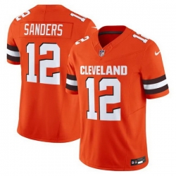 Men Cleveland Browns 12 Shedeur Sanders Orange 2025 Draft F U S E  Vapor Limited Stitched Football Jersey
