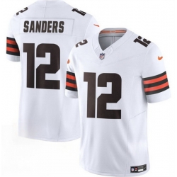 Men Cleveland Browns 12 Shedeur Sanders White 2025 Draft F U S E  Vapor Limited Stitched Football Jersey