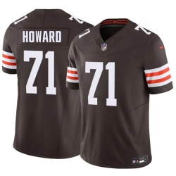 Men Cleveland Browns  71 Tytus Howard Brown F U S E  Vapor Limited Stitched Football Jersey