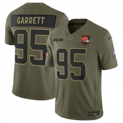Men Cleveland Browns 95 Myles Garrett Olive 2025 Salute to Service Limited Stitched Football Jersey