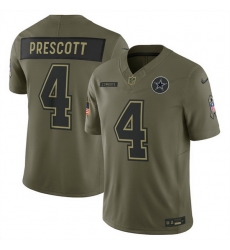 Men Dallas Cowboys 4 Dak Prescott Olive 2025 Salute to Service Limited Stitched Football Jersey