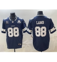Men Dallas Cowboys 88 CeeDee Lamb Navy F U S E  With 5x Super Bowl Champions  26 Established In 1960 Patch Vapor Limited Stitched Football Jersey