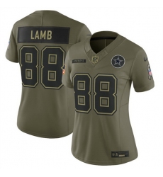Women Dallas Cowboys 88 CeeDee Lamb Olive 2025 Salute to Service Limited Stitched Football Jersey