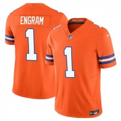 Men Denver Broncos 1 Evan Engram Orange F U S E  Mile High Collection 1977 Throwback Vapor Limited Stitched Football Jersey