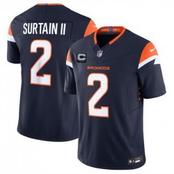 Men Denver Broncos 2 Pat Surtain II Navy 2025 F U S E  With 2 Star C Patch Vapor Limited Stitched Football Jersey