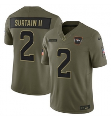 Men Denver Broncos 2 Pat Surtain II Olive 2025 F U S E  Salute to Service Limited Stitched Football Jersey