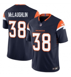Men Denver Broncos 38 Jaleel McLaughlin Navy F U S E  Vapor Limited Stitched Football Jersey
