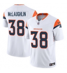 Men Denver Broncos 38 Jaleel McLaughlin White 2025 F U S E  Vapor Limited Stitched Football Jersey