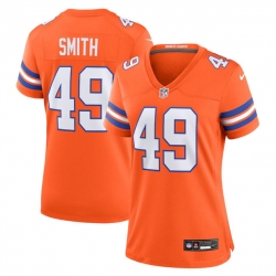 Women Denver Broncos 49 Dennis Smith Orange Mile High Collection 1977 Throwback Stitched Jersey