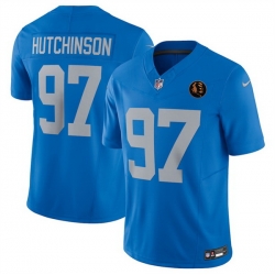 Men Detroit Lions 97 Aidan Hutchinson Blue 2025 F U S E With John Madden Patch Vapor Limited Stitched Jersey
