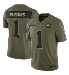 Men Green Bay Packers 1 Micah Parsons Olive 2025 F U S E  Salute to Service Limited Stitched Football Jersey