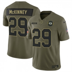 Men Green Bay Packers 29 Xavier McKinney Olive 2025 F U S E  Salute to Service Limited Stitched Football Jersey