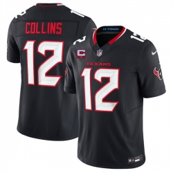 Men Houston Texans 12 Nico Collins Navy 2025 F U S E  With 1 Star C Patch Vapor Limited Stitched Football Jersey