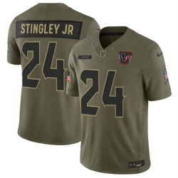 Men Houston Texans 24 Derek Stingley Jr  Olive 2025 F U S E  Salute to Service Limited Stitched Football Jersey