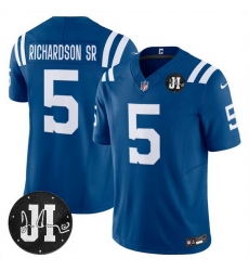 Men Indianapolis Colts 5 Anthony Richardson Blue 2025 F U S E  Jim Irsay Patch Vapor Limited Stitched Football Jersey