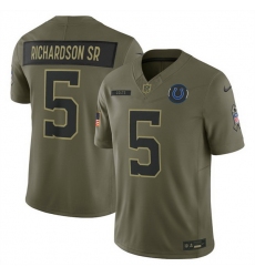 Men Indianapolis Colts 5 Anthony Richardson Olive 2025 Salute to Service Limited Stitched Football Jersey