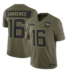 Men Jacksonville Jaguars 16 Trevor Lawrence Olive 2025 Salute to Service Limited Stitched Football Jersey