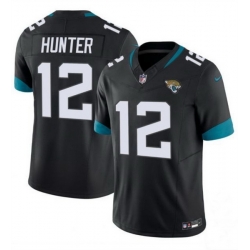 Youth Jacksonville Jaguars 12 Travis Hunter Black 2025 Draft F U S E  Vapor Limited Stitched Football Jersey