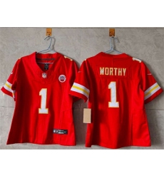 Women Kansas City Chiefs 1 Xavier Worthy Red 2023 F U S E  Vapor Untouchable Limited Stitched Jersey 
