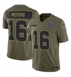 Men Las Vegas Raiders 16 Jakobi Meyers Olive 2025 F U S E  Salute to Service Limited Stitched Football Jersey